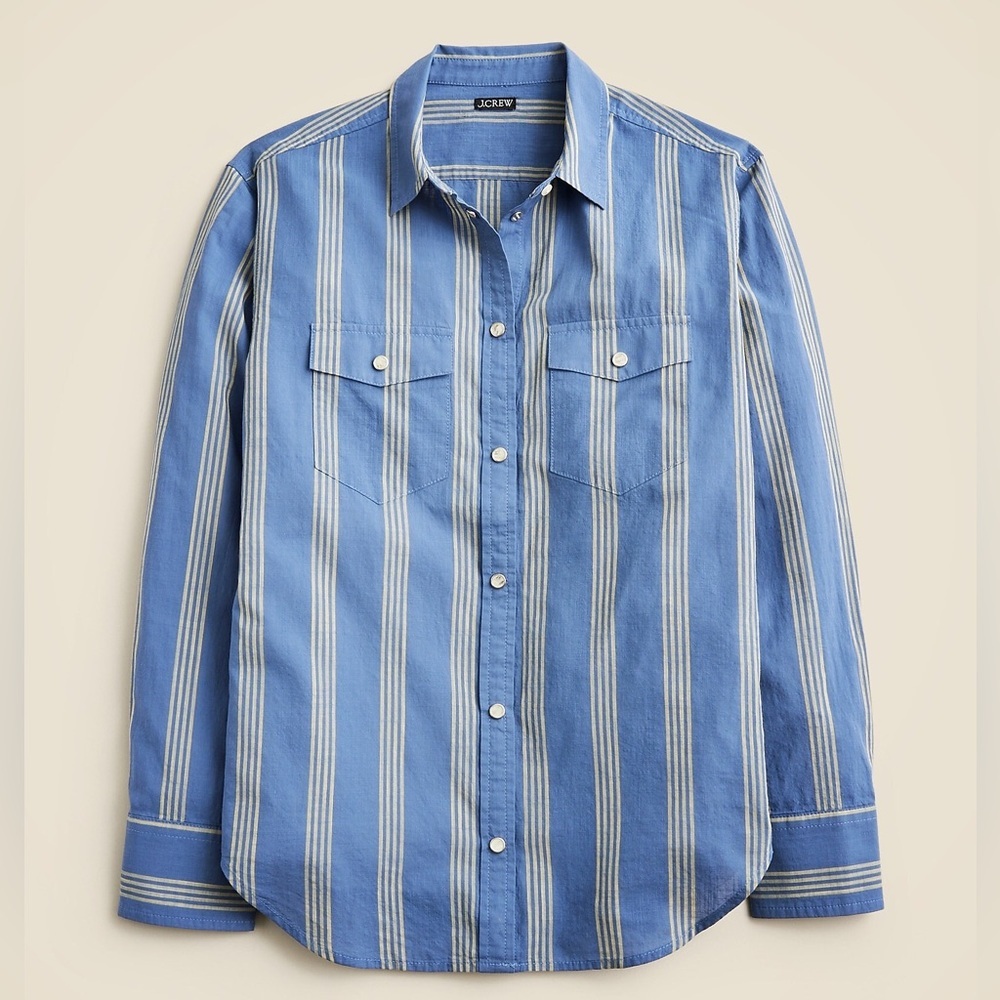 J. Crew Garcon Classic Classic‎ Fit Snap Button Down Shirr Blue Grey size 8